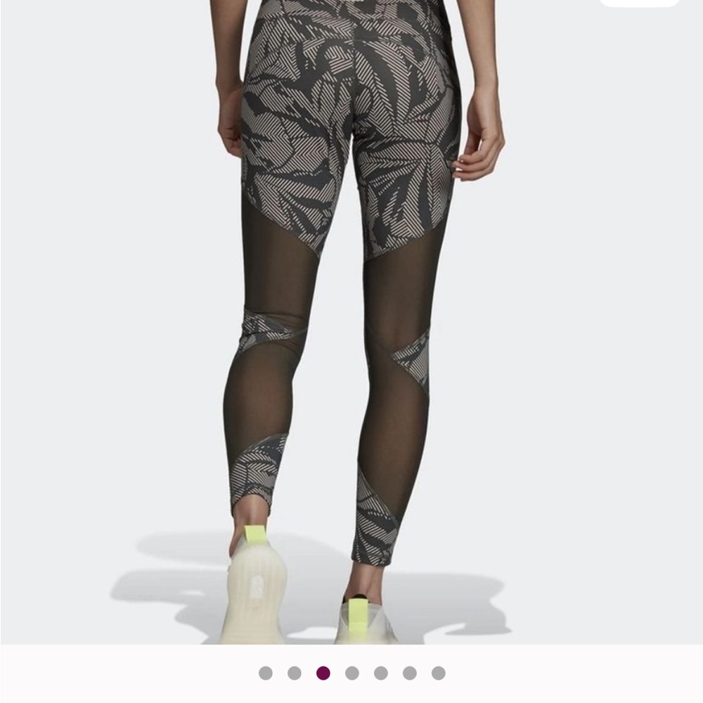 ADIDAS Green High Rise Mesh Panel Leggings Size Small